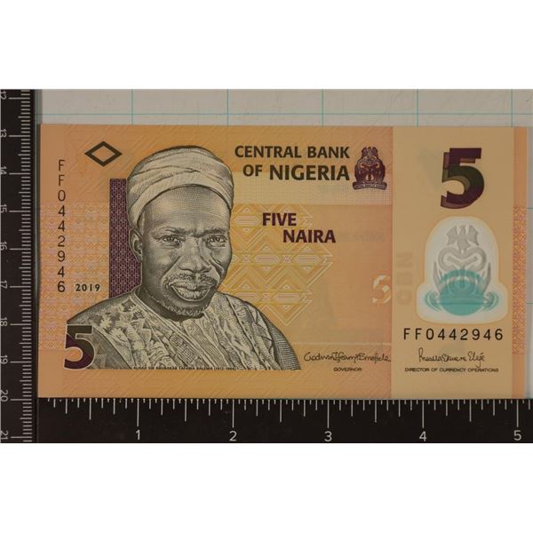 2019 BANK OF NIGERIA 5 NAIRIA CRISP UNC POLYMER