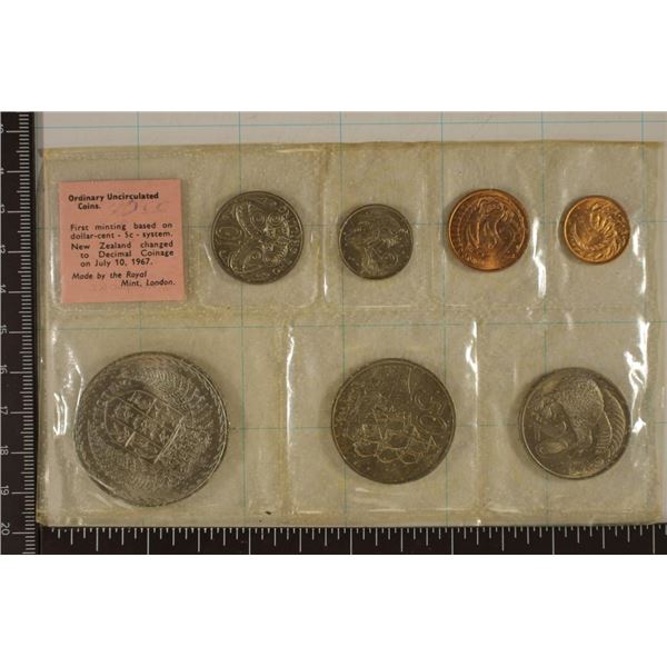 1967 NEW ZEALAND 7 COIN UNC SET IN ORIGINAL ROYAL