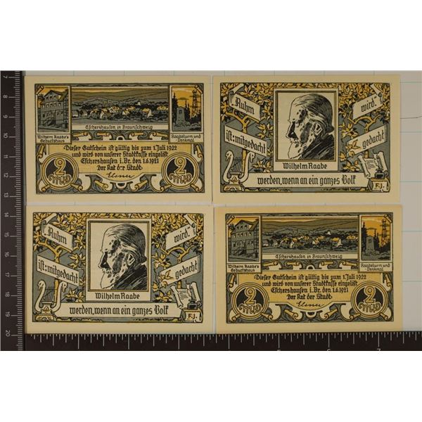 4-1922 GERMAN BRAUNICHWEIG NOTGELDS: 2-1 MARKS &