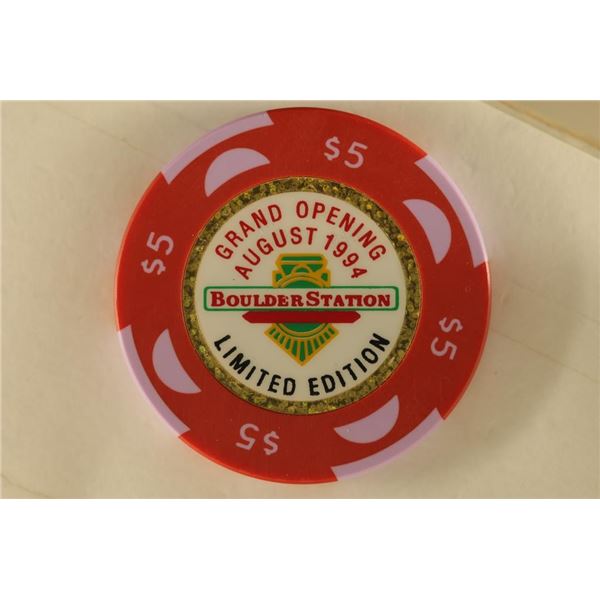 $5 BOULDER STATION CASINO CHIP. 1994 GRAND OPENING
