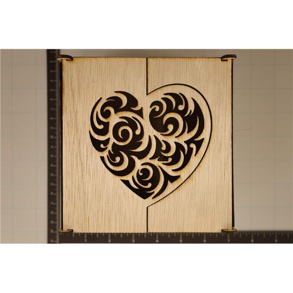 WOODEN DOUBLE LID GIFT BOX 5 3/4" X 6" X 3" GOOD