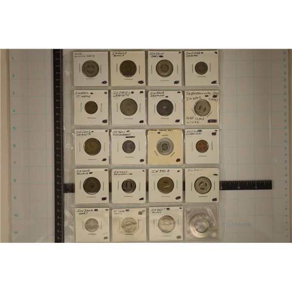 20 ASSORTED VINTAGE METAL TRANSPORTATION TOKENS:
