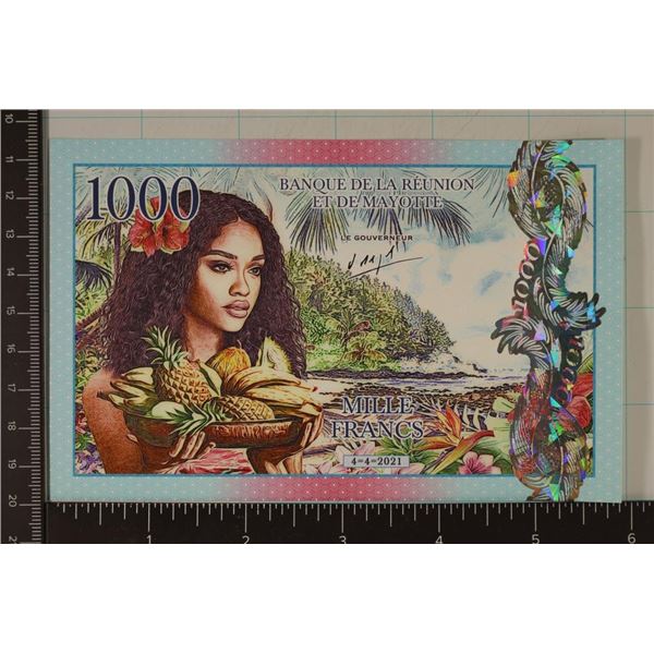 2021 BANK DE LA REUNION ET DE MAYOTTE 1000 FRANC