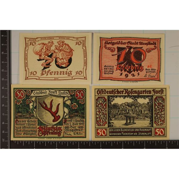 4-1921 GERMAN NOTGELDS: 2 URNFTADT 10 PFENNING &