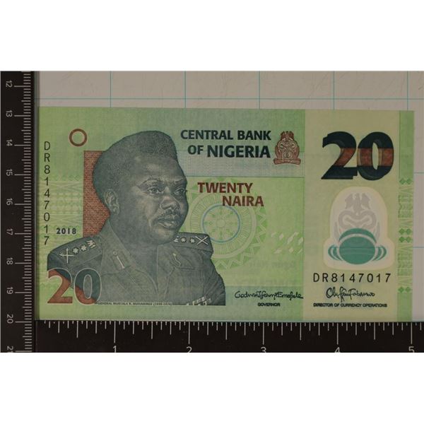 2018 BANK OF NIGERIA 20 NAIRA CRISP UNC POLYMER