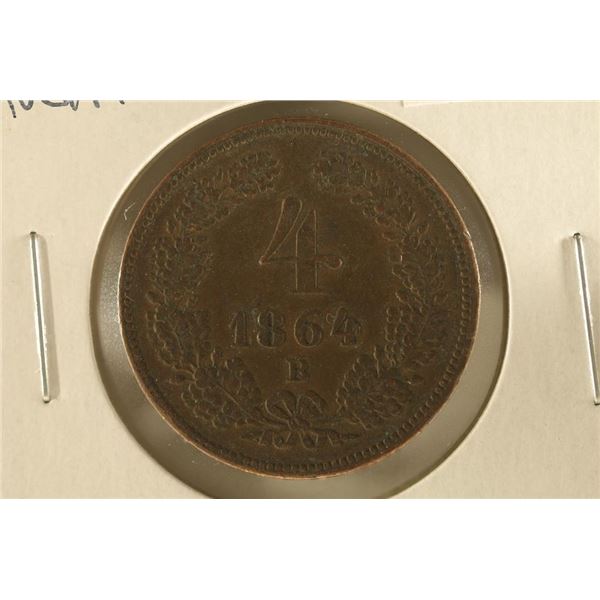 1864-B AUSTRIA COPPER 4 KREUZER