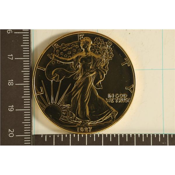 1987 GOLD ELECTROPLATED AMERICAN SILVER EAGLE