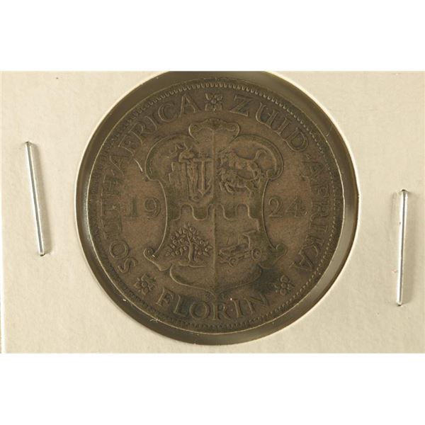 1924 SOUTH AFRICA SILVER FLORIN .2909 OZ. ASW