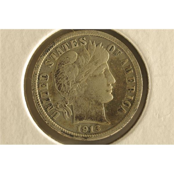 1913 SILVER BARBER DIME (XF) 2025 REDBOOK IS $35
