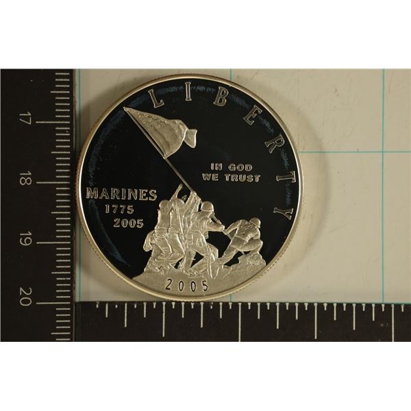 2005-P US PROOF SILVER DOLLAR "MARINE CORP"