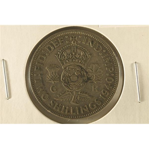 1940 GREAT BRITAIN SILVER 2 SHILLING .1818 OZ. ASW