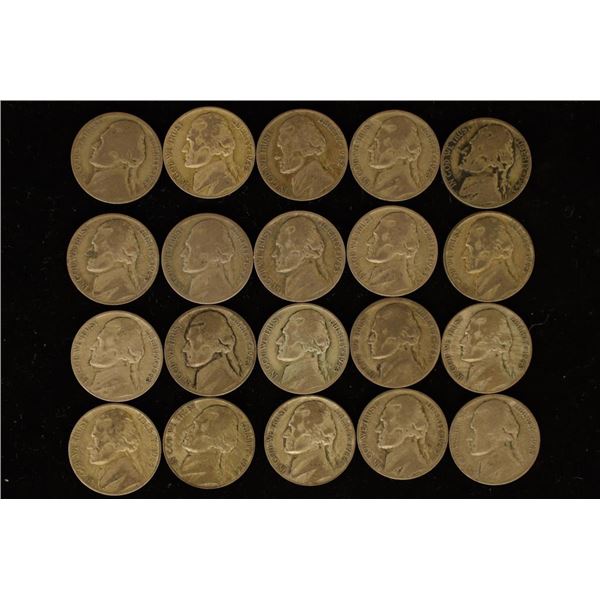 20 ASSORTED 35% SILVER JEFFERSON WAR NICKELS: