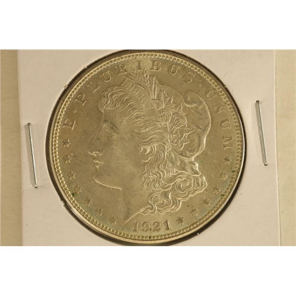 1921 MORGAN SILVER DOLLAR UNC WITH VERDIGRIS