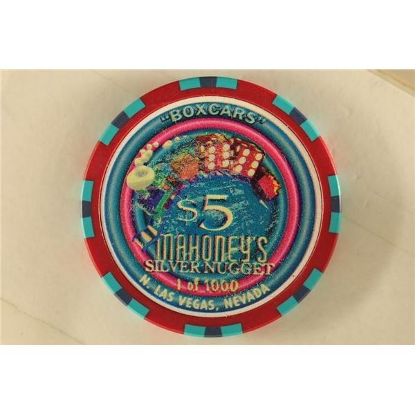 $5 MAHONEY'S SILVER NUGGET CASINO CHIP.