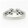 Image 7 : Vintage Platinum 1.35 ctw Floating Diamond w/ Accents Hand Engraved Work Band Ri