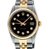 Image 1 : Rolex 36MM Two Tone Yellow Gold And Steel Black Diamond Datejust Wristwatch