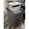 Image 2 : 2 Item lot - HP Laserjet Pro M28w Printer - 3 Drawer filing cabinet w/ misc office supplies