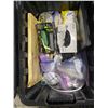 Image 2 : 2 Bin lot - Misc items - Latex gloves, zap straps, displays, paper towels, cutting board