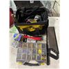 Image 1 : Group lot - DeWalt contractor bag w/ misc tools - Small plastic organizer w/ misc electrical connect