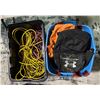Image 1 : Bin lot - x2 bins containing extension cords, boat essentials kit, jackets, copper wiring , backpack