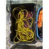 Image 2 : Bin lot - x2 bins containing extension cords, boat essentials kit, jackets, copper wiring , backpack