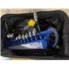 Image 3 : Group lot - DeWalt contractor bag w/ misc tools and jumper cables - Mastercraft socket set w/ hardca