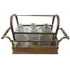 Image 1 : Vintage wood/brass decanter cart w/ x3 glass decanters