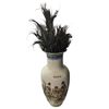 Image 1 : Vintage chinese porcelain vase w/ peacock feathers - 18.5"