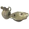 Image 1 : 2 Item lot - Victorian Style iridescent porcelain pitcher and serving bowl w/ floral pattern
