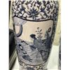 Image 3 : Chinese vintage blue & white porcelain vases - 18" - (one has broken lip)