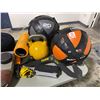 Image 2 : Group lot - 20lb & 8lb medicine balls - 16kg kettlebell - pickleball set - football - speakers - foa