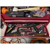 Image 3 : Mastercraft 4 drawer toolbox w/ misc tools including mallet, hammer, screwdrivers, pliers, etc.