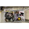 Image 1 : Painters lot - x2 bins of misc painting equipment - brush, rollers, paint, sanding pad, etc.