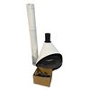 Image 1 : White mid century modern style fireplace w/ exhaust ducting & fake fire logs