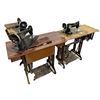 Image 1 : x2 Vintage Singer sewing machines w/ foot pedals & tables + x1 Old Man vintage sewing machine w/ foo