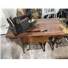 Image 2 : x2 Vintage Singer sewing machines w/ foot pedals & tables + x1 Old Man vintage sewing machine w/ foo