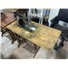 Image 3 : x2 Vintage Singer sewing machines w/ foot pedals & tables + x1 Old Man vintage sewing machine w/ foo