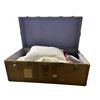 Image 2 : Vintage travel trunk (very old) + Misc bedding inside (Trunk dimensions : 40x20x16")