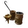 Image 1 : Group lot - x2 Asian style pots w/ dragons / Wooden bowl w/ folding stand / cane / wine glasses