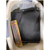 Image 3 : Under Table lot - Toolbox / Laundry basket w/ tarps & crib board / Box of kids toys