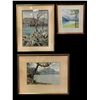 Image 1 : Group of 3 assorted signed framed watercolour paintings (approx 19" x 20")