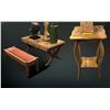 Image 1 : Group of 3 - includes vintage wooden coffee table (approx 37" W x 21" L x 18" H) / antique plant sta