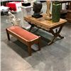 Image 3 : Group of 3 - includes vintage wooden coffee table (approx 37" W x 21" L x 18" H) / antique plant sta
