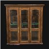 Image 1 : Vintage wooden bookshelf display cabinet w/ glass doors - approx 49" W x 16" L x 52" H