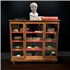 Image 1 : Vintage wooden bookshelf display cabinet w/ glass doors - approx 51" W x 12 1/2" L x 48" H