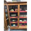 Image 3 : Vintage wooden bookshelf display cabinet w/ glass doors - approx 51" W x 12 1/2" L x 48" H