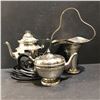 Image 1 : Group of 2 Silver Plated items & Universal Landers Frary & Clark coffee maker (not silver) - include