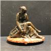 Image 1 : antique bronze finish spelter woman w/ harp statue