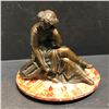 Image 2 : antique bronze finish spelter woman w/ harp statue