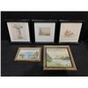 Image 1 : Group of 5 assorted vintage landscape framed paintings (approx 7" x 7")